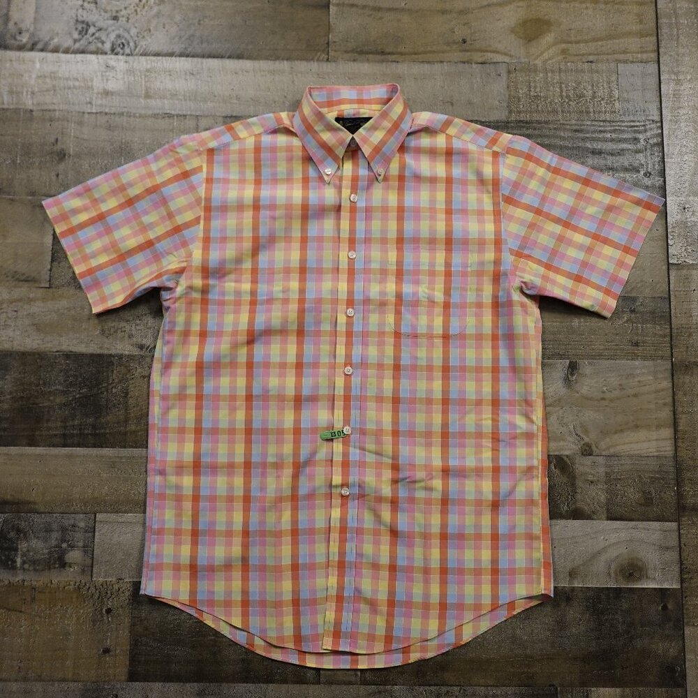 Brooks Brothers Non-Iron Short Sleeve‎ Button-Down Shirt Men’s Medium Multicolor